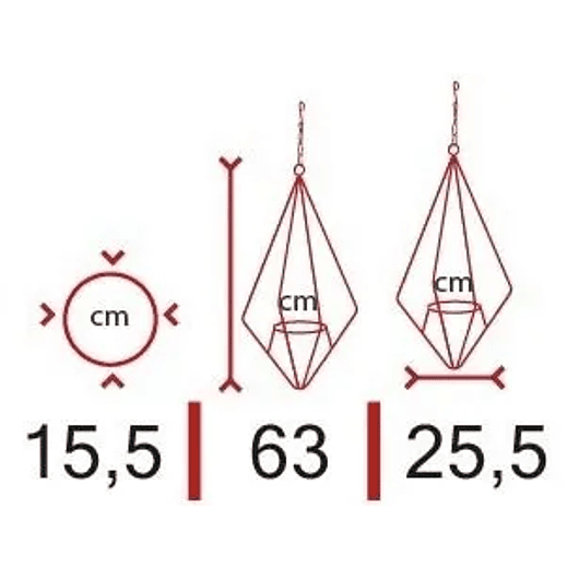Soporte Matera Maceta Diseño Diamante De Colgar 63 centímetros Alto 4