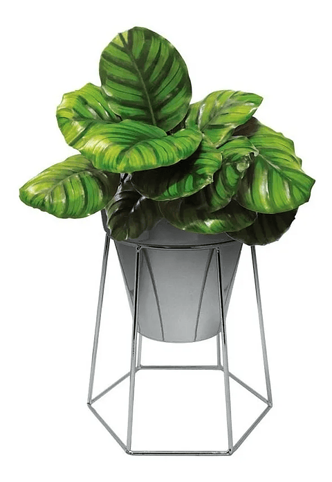 Soporte Más Maceta de Mesa Metalizado 18,5cm Alto x13 cm Diámetro 