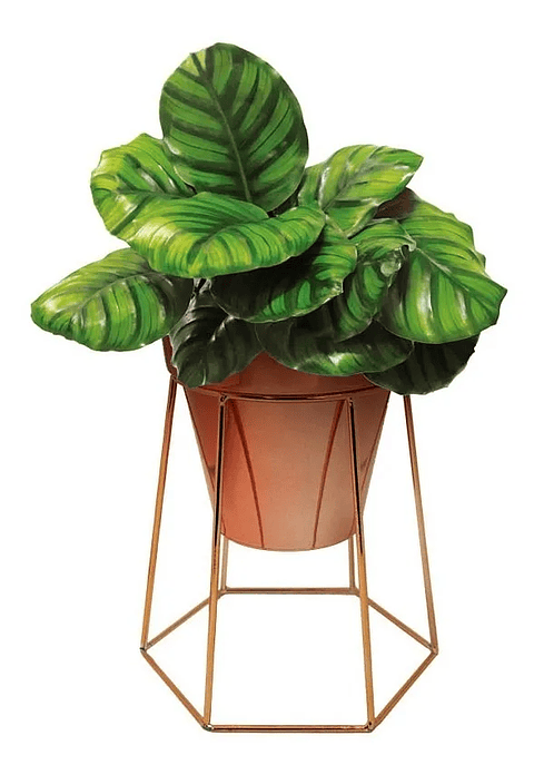 Soporte Más Maceta de Mesa Metalizado 18,5cm Alto x13 cm Diámetro 