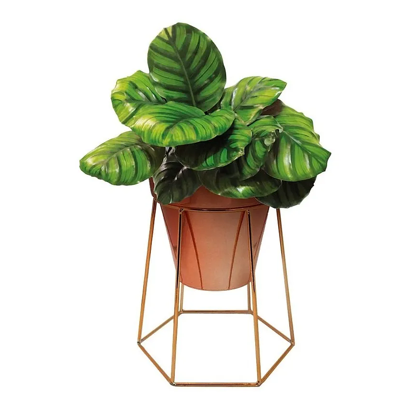 Soporte Más Maceta de Mesa Metalizado 18,5cm Alto x13 cm Diámetro  1