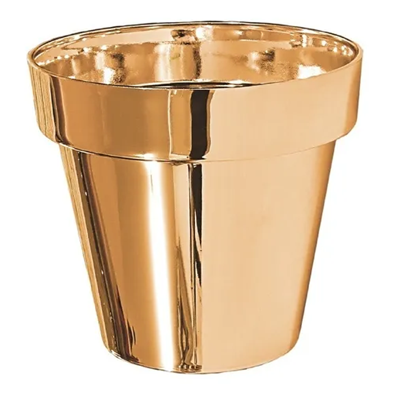 Soporte Más Maceta de Mesa Metalizado 18,5cm Alto x13 cm Diámetro  9