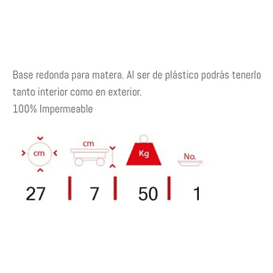 Base De Macetas Mediana Con Rodachin x27 Cm Diámetro Terracota