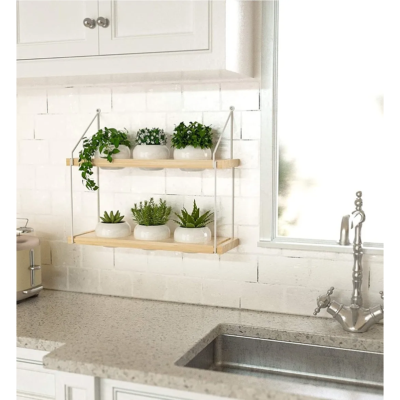 Soporte Madera De Macetas x6 Cerámica Premium Pared 5