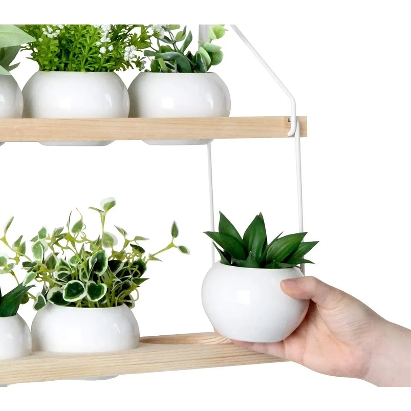 Soporte Madera De Macetas x6 Cerámica Premium Pared 6