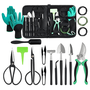 Kit Herramientas Bonsai Acero Profesional x18 Piezas Más Estuche
