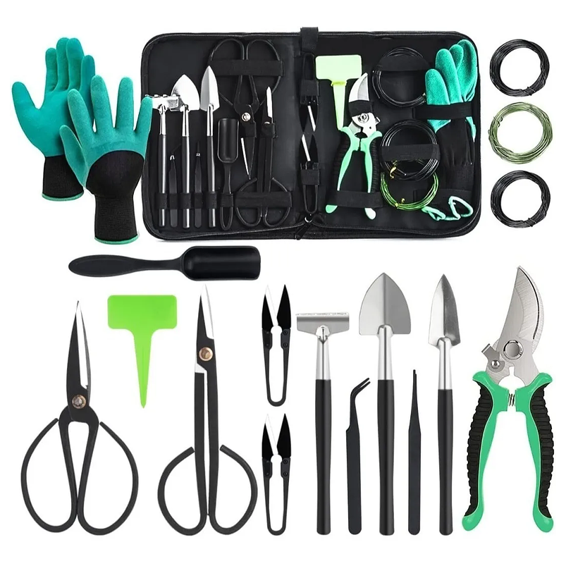 Kit Herramientas Bonsai Acero Profesional x18 Piezas Más Estuche 1