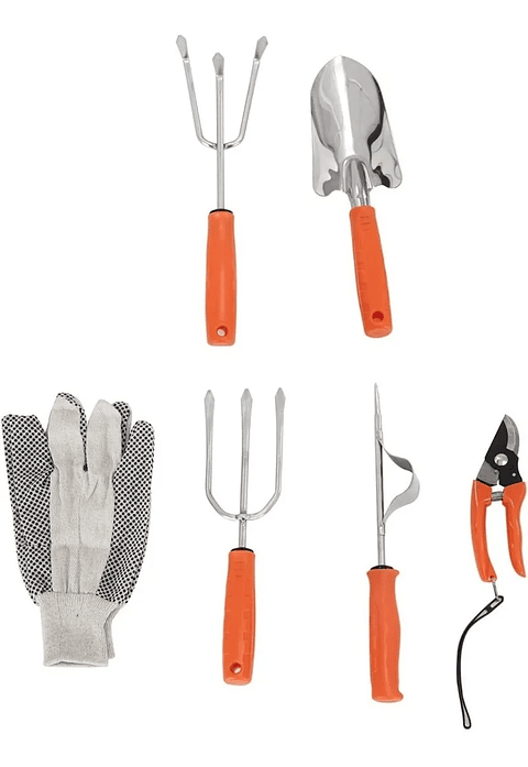 Kit Herramientas Jardinería x5 Piezas En Acero Inoxidable