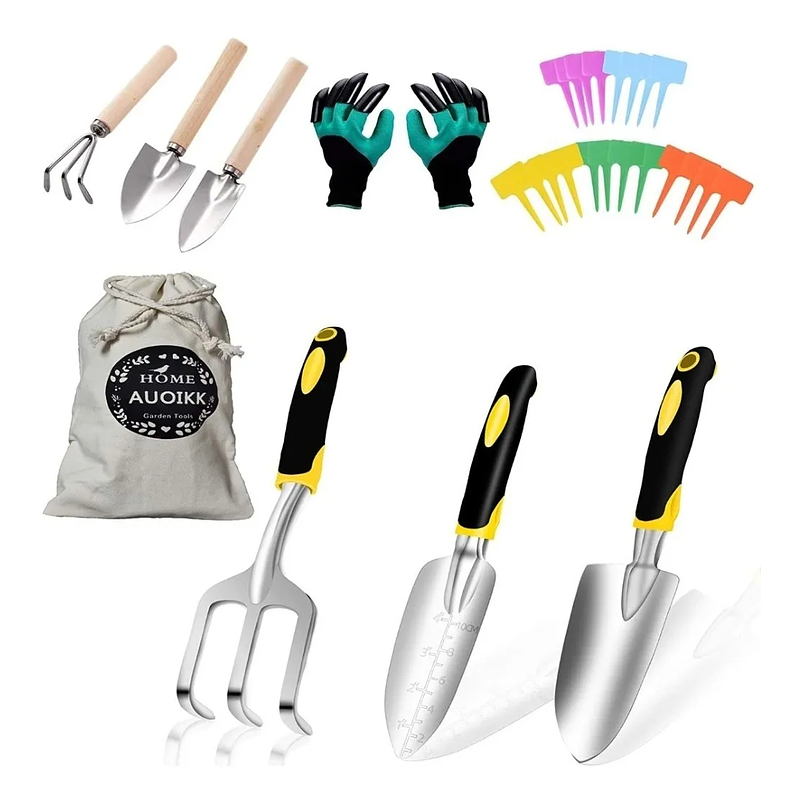 Kit Herramientas Jardín 2 Tamaños x7 Piezas más guantes y Bolsa 1