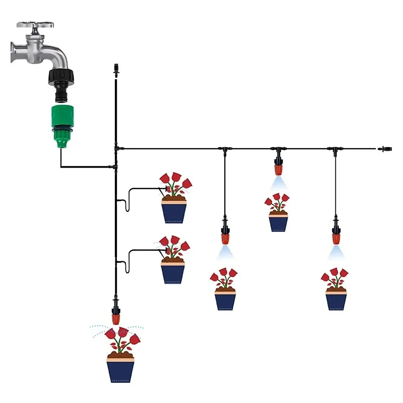 Kit Sistema Riego De Jardín Por Goteo 168 Piezas 1/4 15 Metros 2