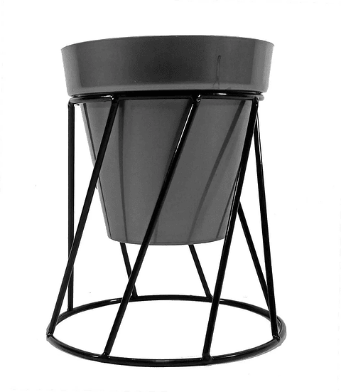 Soporte de Maceta para Mesa más Maceta Plástica Brillante 14cm Negro