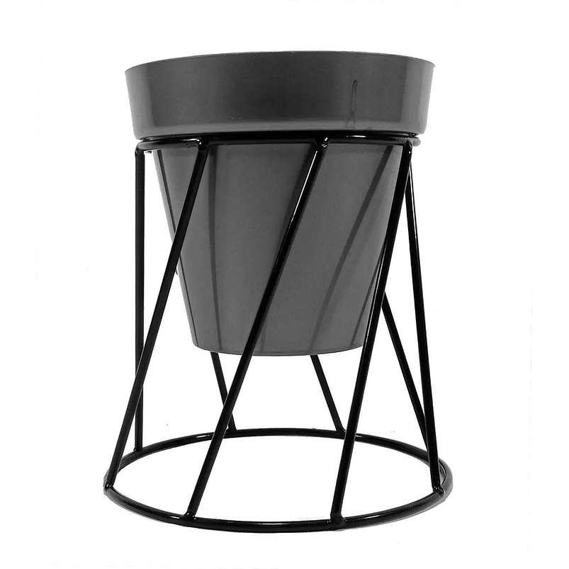 Soporte de Maceta para Mesa más Maceta Plástica Brillante 14cm Negro 2