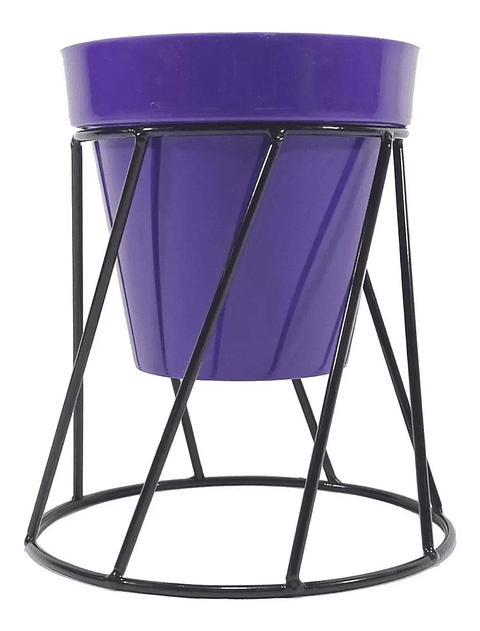 Soporte de Maceta para Mesa más Maceta Plástica Brillante 14cm Negro