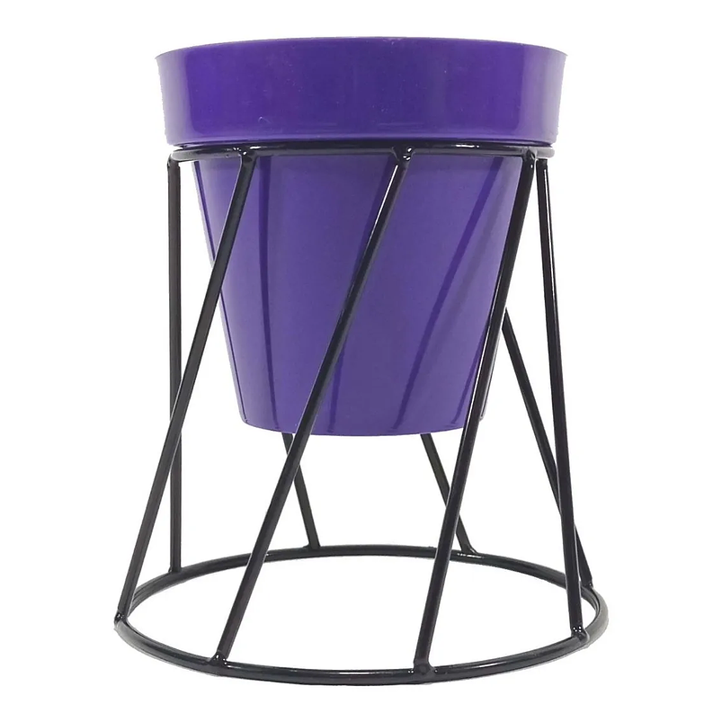 Soporte de Maceta para Mesa más Maceta Plástica Brillante 14cm Negro 1