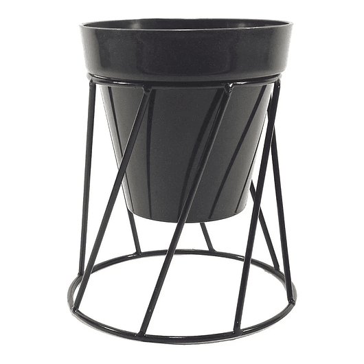 Soporte de Maceta para Mesa más Maceta Plástica Brillante 14cm Negro 4