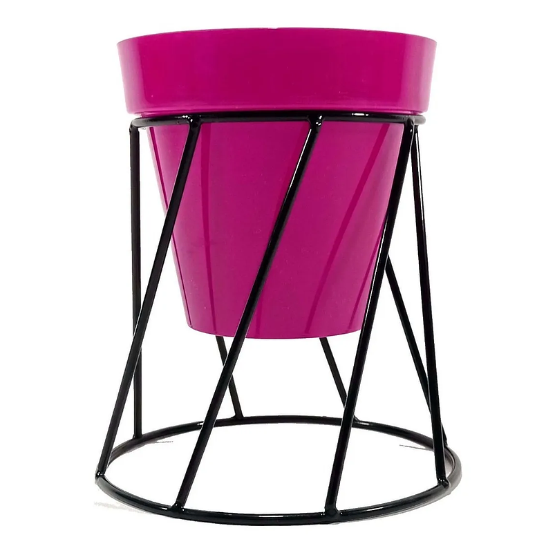 Soporte de Maceta para Mesa más Maceta Plástica Brillante 14cm Negro 9