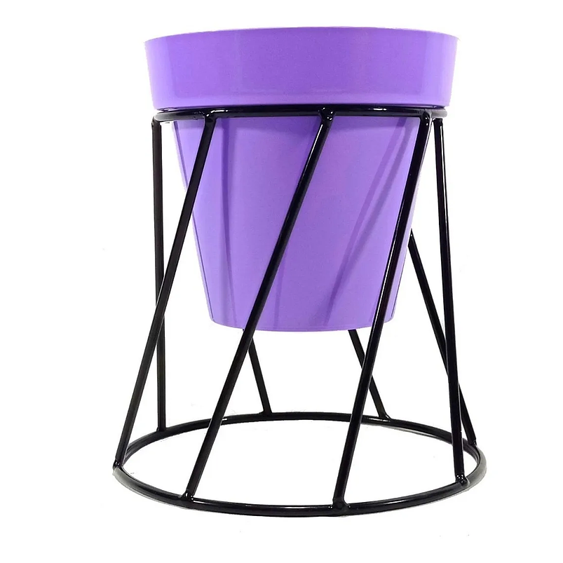 Soporte de Maceta para Mesa más Maceta Plástica Brillante 14cm Negro 10