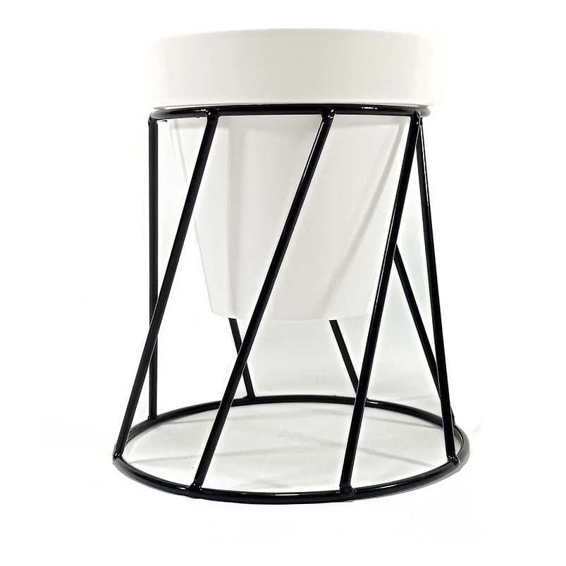 Soporte de Maceta para Mesa más Maceta Plástica Brillante 14cm Negro 23