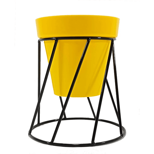 Soporte de Maceta para Mesa más Maceta Plástica Brillante 14cm Negro 24