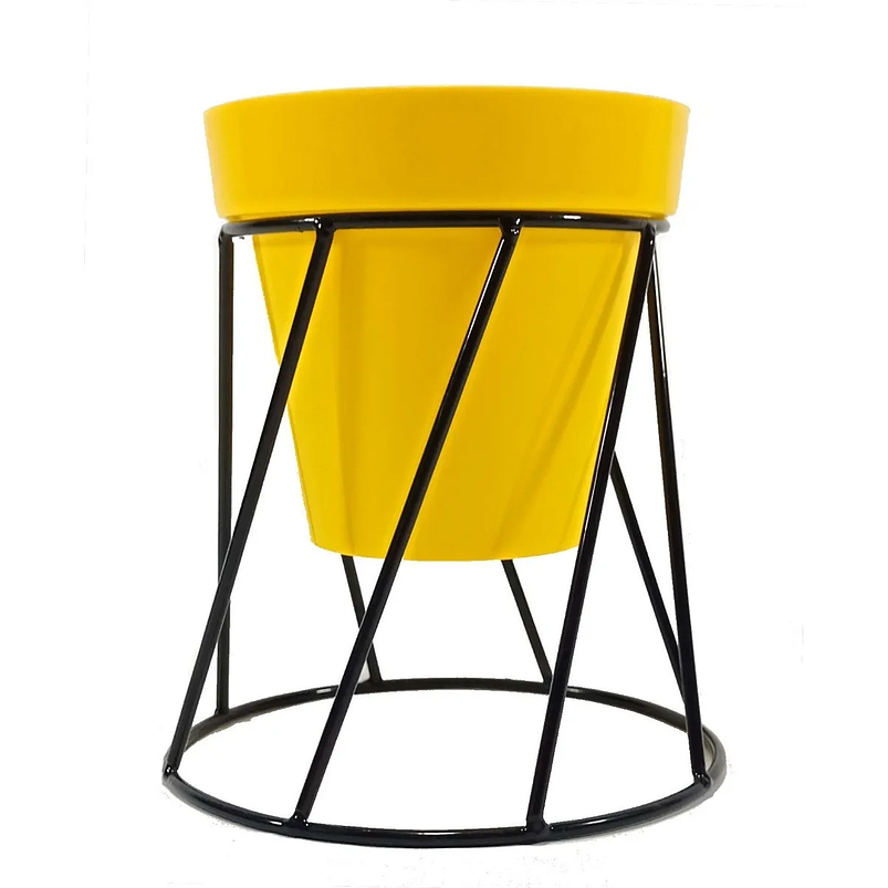 Soporte de Maceta para Mesa más Maceta Plástica Brillante 14cm Negro 24