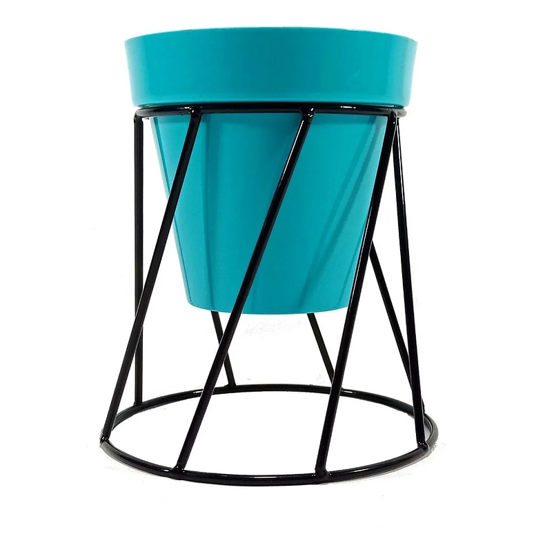 Soporte de Maceta para Mesa más Maceta Plástica Brillante 14cm Negro 25