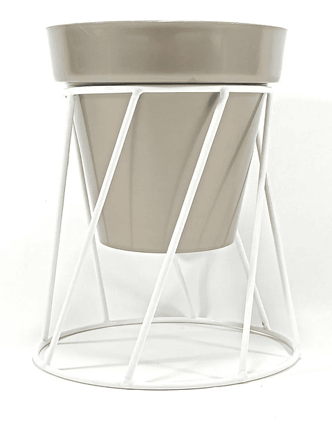 Soporte de Maceta para Mesa más Maceta Plástica Brillante 14cm Blanco
