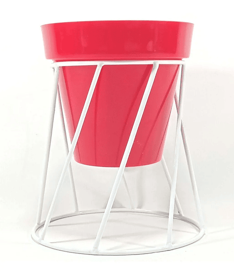 Soporte de Maceta para Mesa más Maceta Plástica Brillante 14cm Blanco