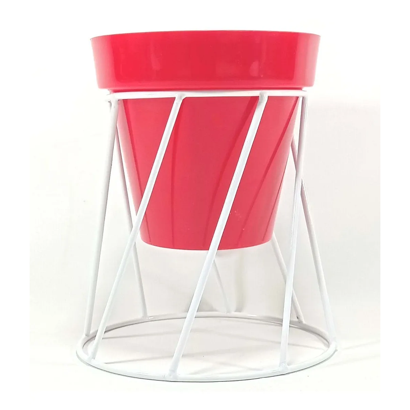 Soporte de Maceta para Mesa más Maceta Plástica Brillante 14cm Blanco 1