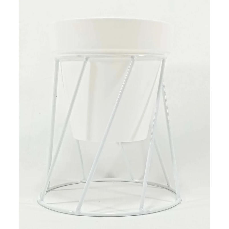 Soporte de Maceta para Mesa más Maceta Plástica Brillante 14cm Blanco 4