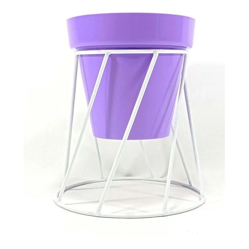 Soporte de Maceta para Mesa más Maceta Plástica Brillante 14cm Blanco 5