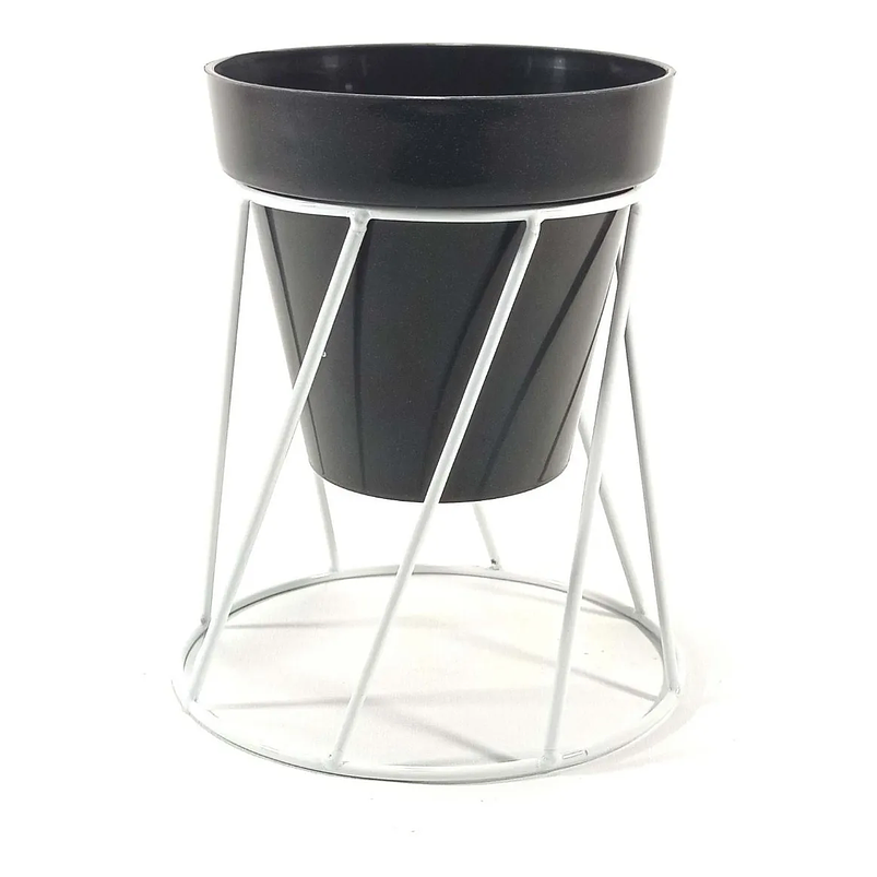 Soporte de Maceta para Mesa más Maceta Plástica Brillante 14cm Blanco 6