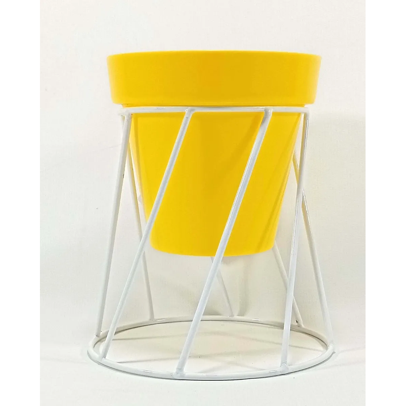 Soporte de Maceta para Mesa más Maceta Plástica Brillante 14cm Blanco 7