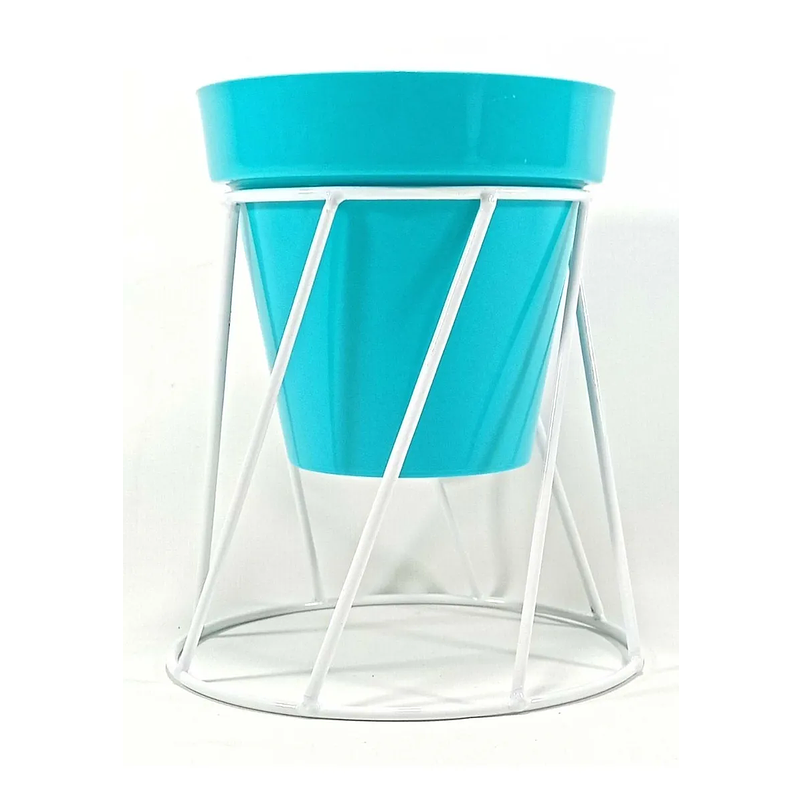 Soporte de Maceta para Mesa más Maceta Plástica Brillante 14cm Blanco 9