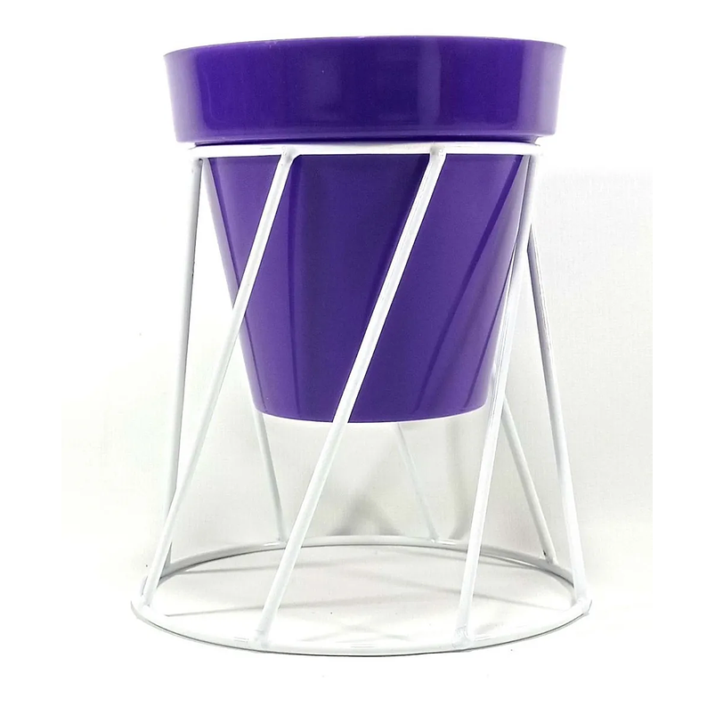 Soporte de Maceta para Mesa más Maceta Plástica Brillante 14cm Blanco 11