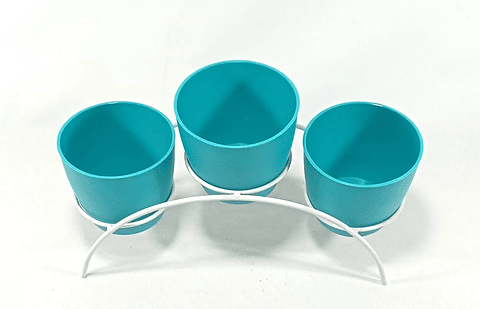 Soporte de Mesa Decorativo Plantas Más 3 Macetas 9cm Diámetro Blanco