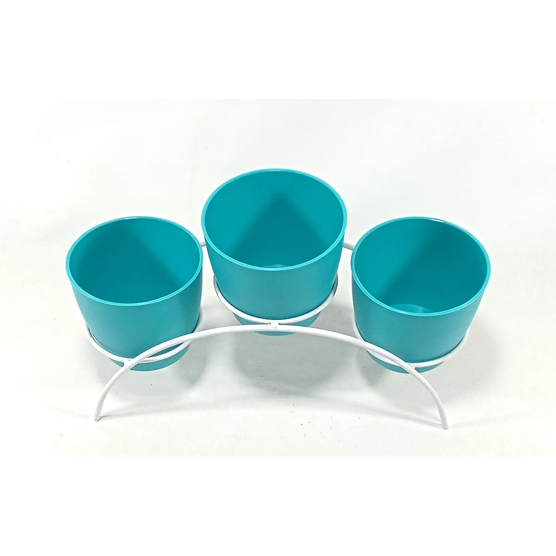 Soporte de Mesa Decorativo Plantas Más 3 Macetas 9cm Diámetro Blanco 2