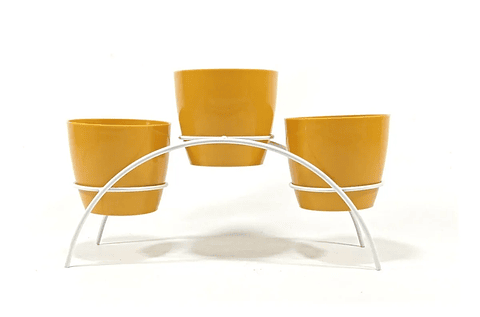Soporte de Mesa Decorativo Plantas Más 3 Macetas 9cm Diámetro Blanco