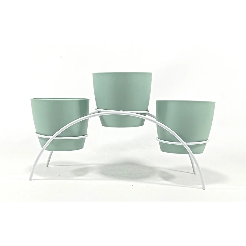 Soporte de Mesa Decorativo Plantas Más 3 Macetas 9cm Diámetro Blanco 4