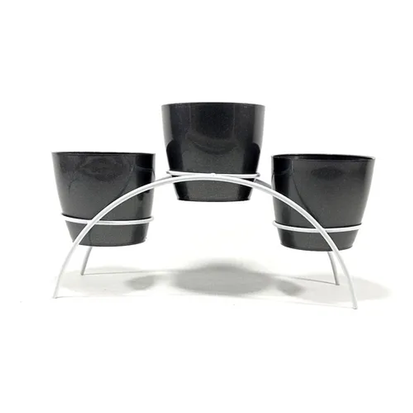 Soporte de Mesa Decorativo Plantas Más 3 Macetas 9cm Diámetro Blanco 6