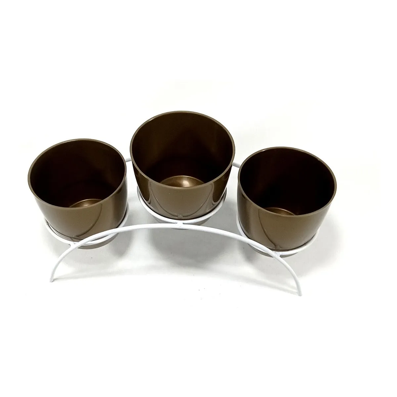 Soporte de Mesa Decorativo Plantas Más 3 Macetas 9cm Diámetro Blanco 7