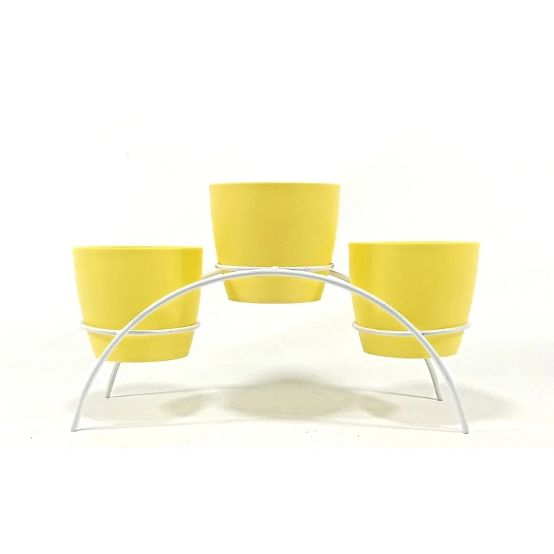 Soporte de Mesa Decorativo Plantas Más 3 Macetas 9cm Diámetro Blanco 8