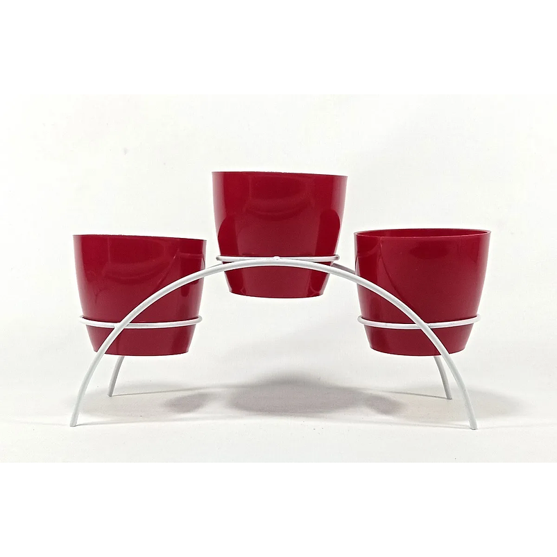 Soporte de Mesa Decorativo Plantas Más 3 Macetas 9cm Diámetro Blanco 9