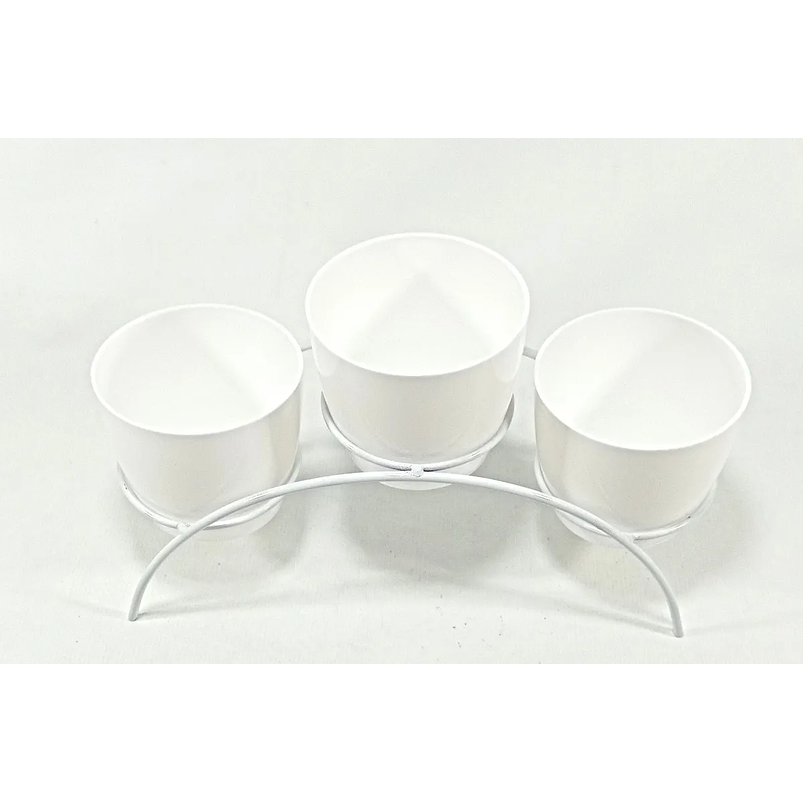 Soporte de Mesa Decorativo Plantas Más 3 Macetas 9cm Diámetro Blanco 12