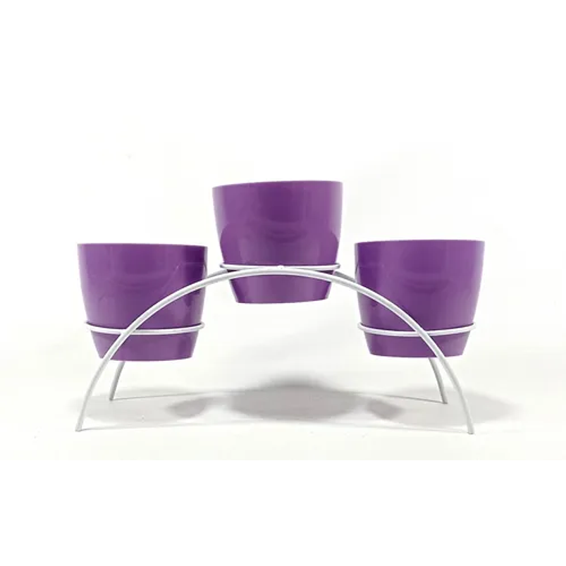 Soporte de Mesa Decorativo Plantas Más 3 Macetas 9cm Diámetro Blanco 14