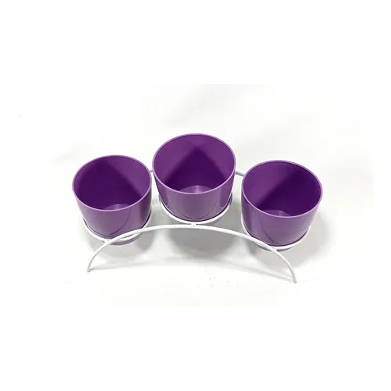 Soporte de Mesa Decorativo Plantas Más 3 Macetas 9cm Diámetro Blanco 16