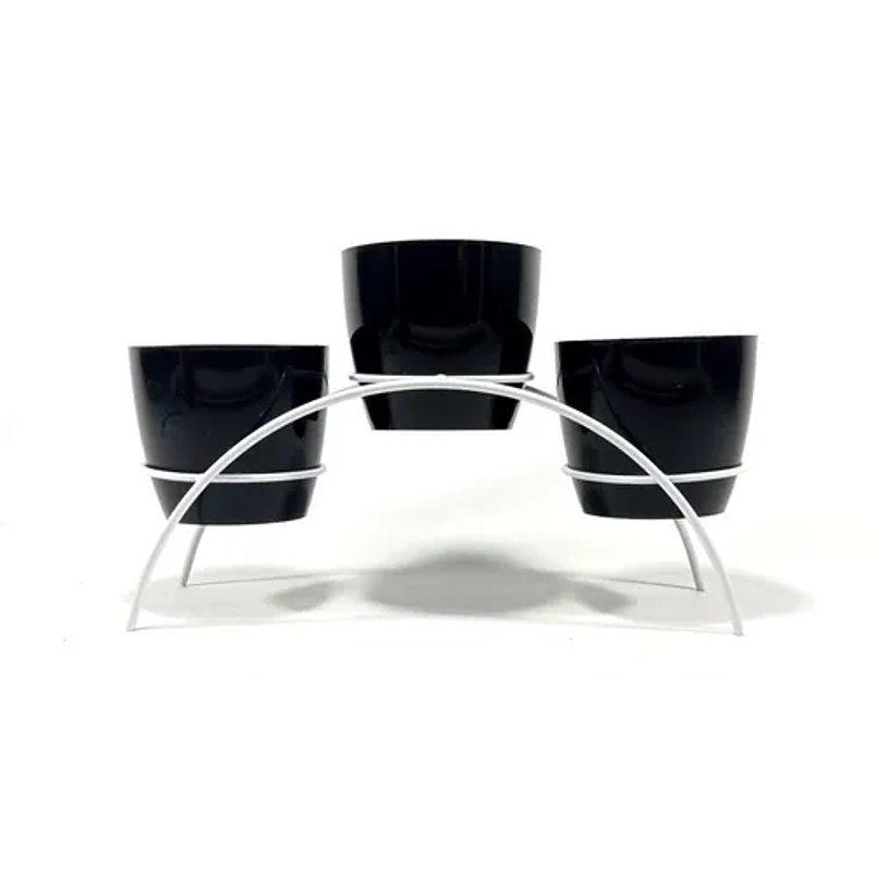 Soporte de Mesa Decorativo Plantas Más 3 Macetas 9cm Diámetro Blanco 18