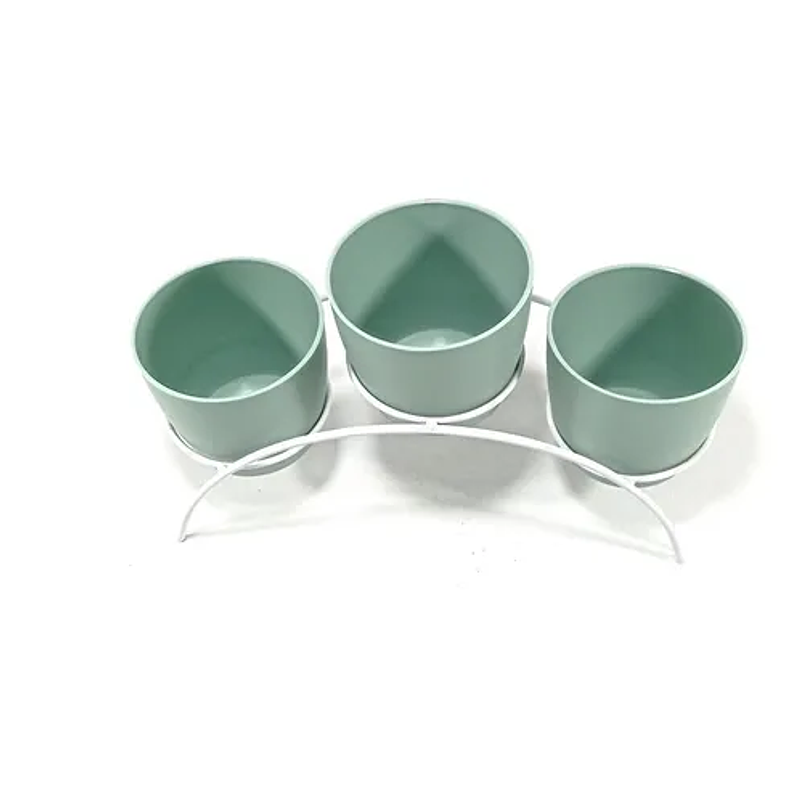 Soporte de Mesa Decorativo Plantas Más 3 Macetas 9cm Diámetro Blanco 20