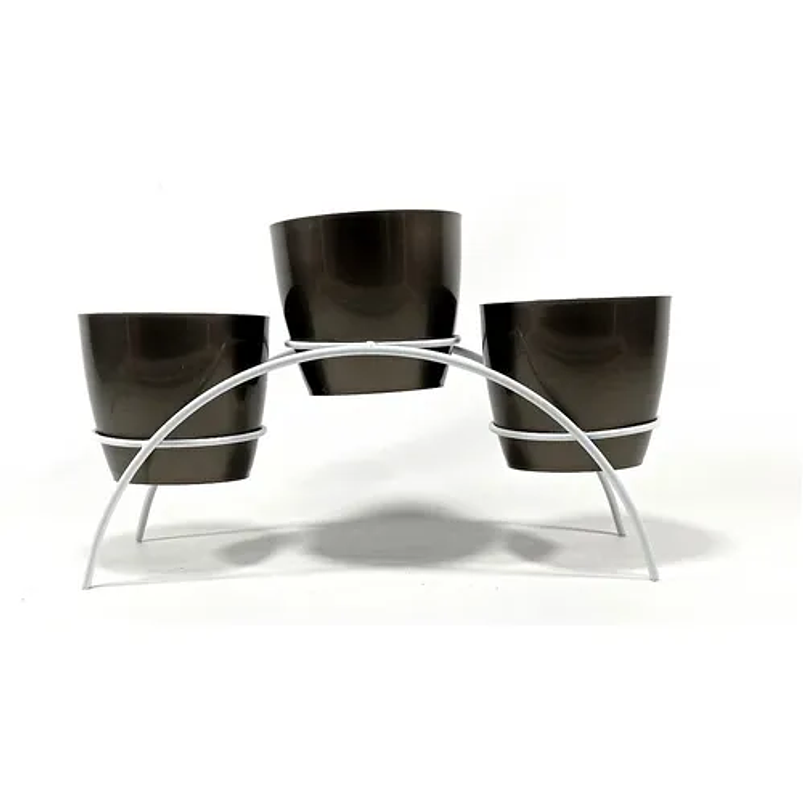 Soporte de Mesa Decorativo Plantas Más 3 Macetas 9cm Diámetro Blanco 21