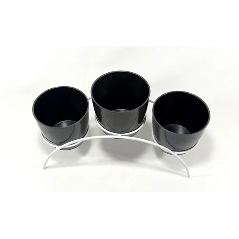 Soporte de Mesa Decorativo Plantas Más 3 Macetas 9cm Diámetro Blanco 23