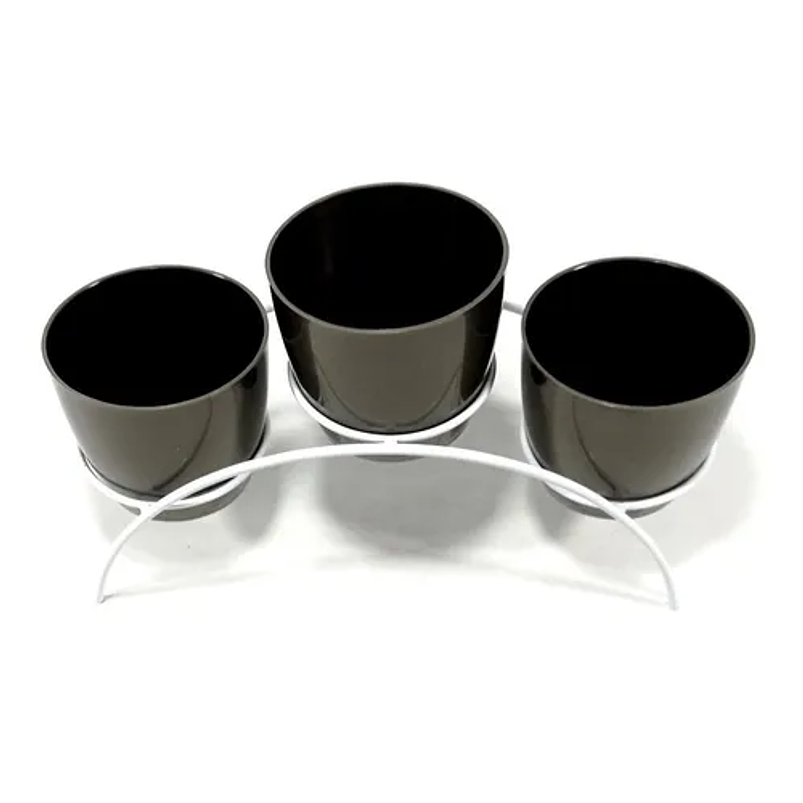 Soporte de Mesa Decorativo Plantas Más 3 Macetas 9cm Diámetro Blanco 25