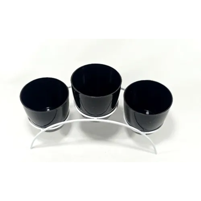 Soporte de Mesa Decorativo Plantas Más 3 Macetas 9cm Diámetro Blanco 26